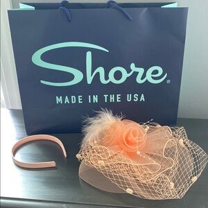 Kentucky Derby Peach Fascinator hat with Headband